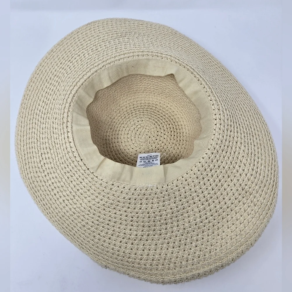 LANDS' END NATURAL CREAM OVERSIZE ADJUSTABLE SUN HAT CAP WOMEN OS VACATION BEACH